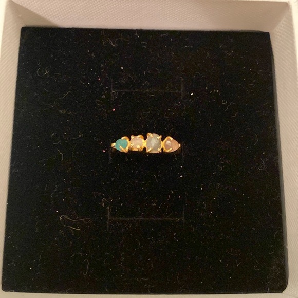 18k solid gold dainty mixed-stone ring - Picture 2 of 8